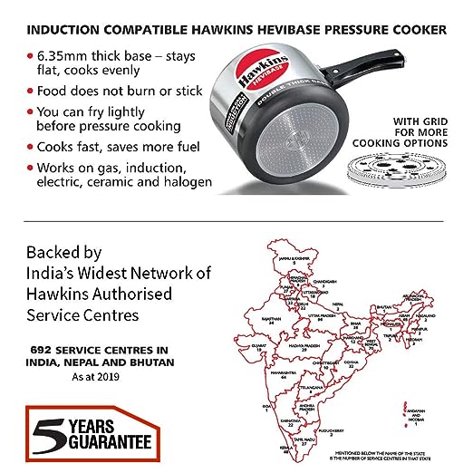 Hawkins Hevibase Aluminium Inner Lid Pressure Cooker - Induction Base, Silver, IH30, 3 L-3.webp